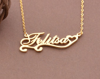Custom Name Necklace with Heart,Bridesmaid Jewelry,Personalized Gifts For Mom,