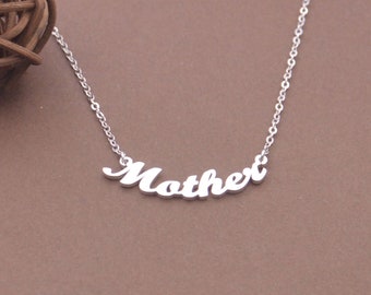 Mother Necklace-Personalized Mother's Day Gift-Silver Name Necklace