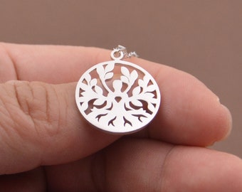 Silver Tree of Life Necklace,925 Sterling Silver Tree Charm,Gift For Her