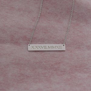 Roman numeral necklace,Personalized bar necklace,Personalized anniversary gift for women image 4