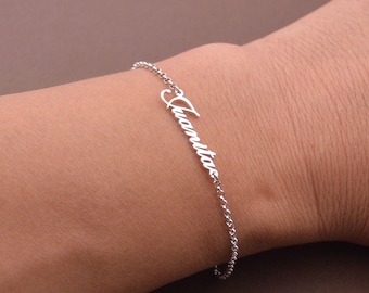 Personalized Sterling silver name bracelet for women-nameplate bracelet-mother's day gift