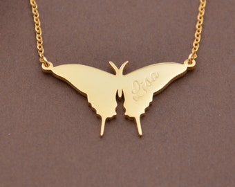 Sterling Silver Butterfly Name Necklace, Personalized Pendant
