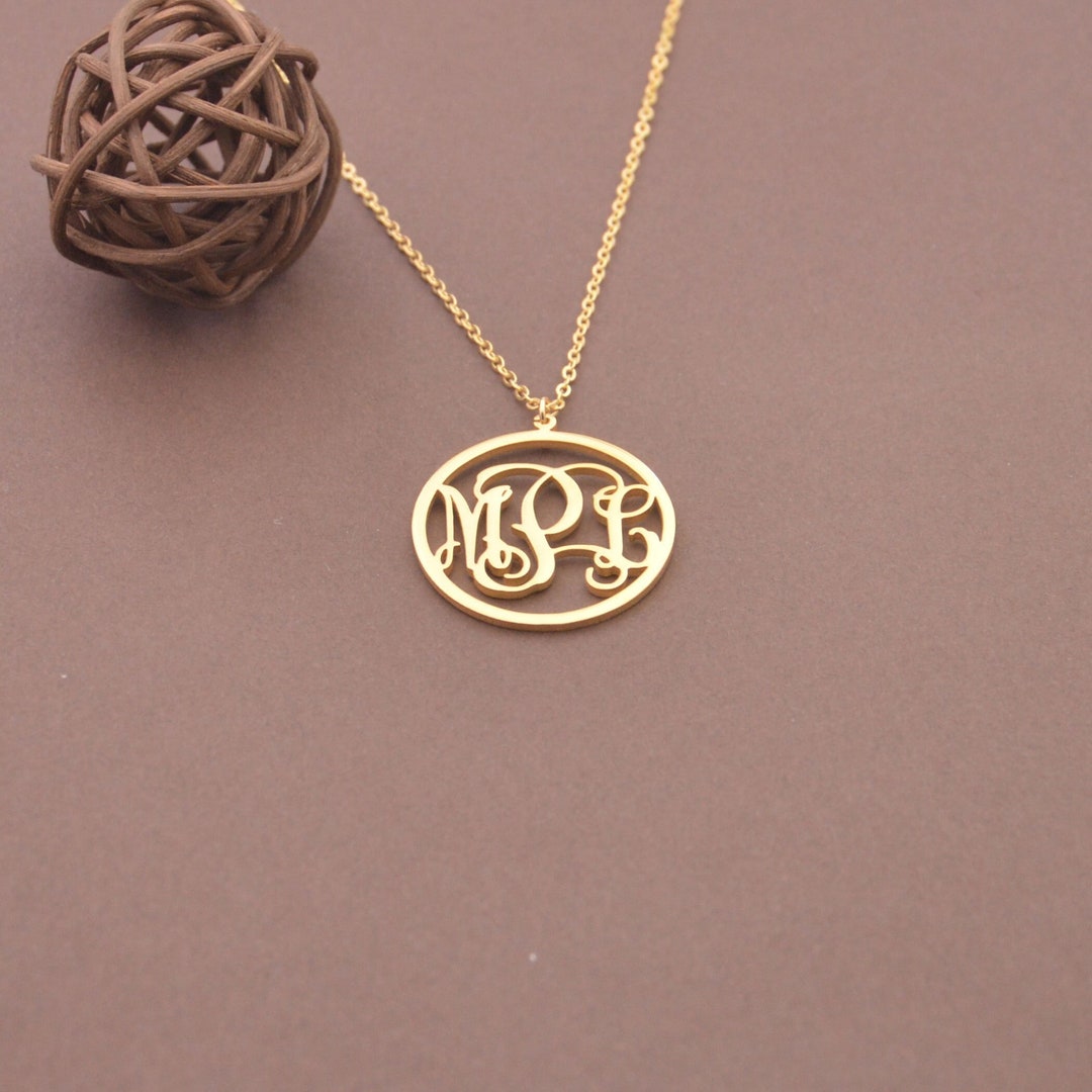 Circle Monogram Necklacecustom Any Monogram Initials Necklace