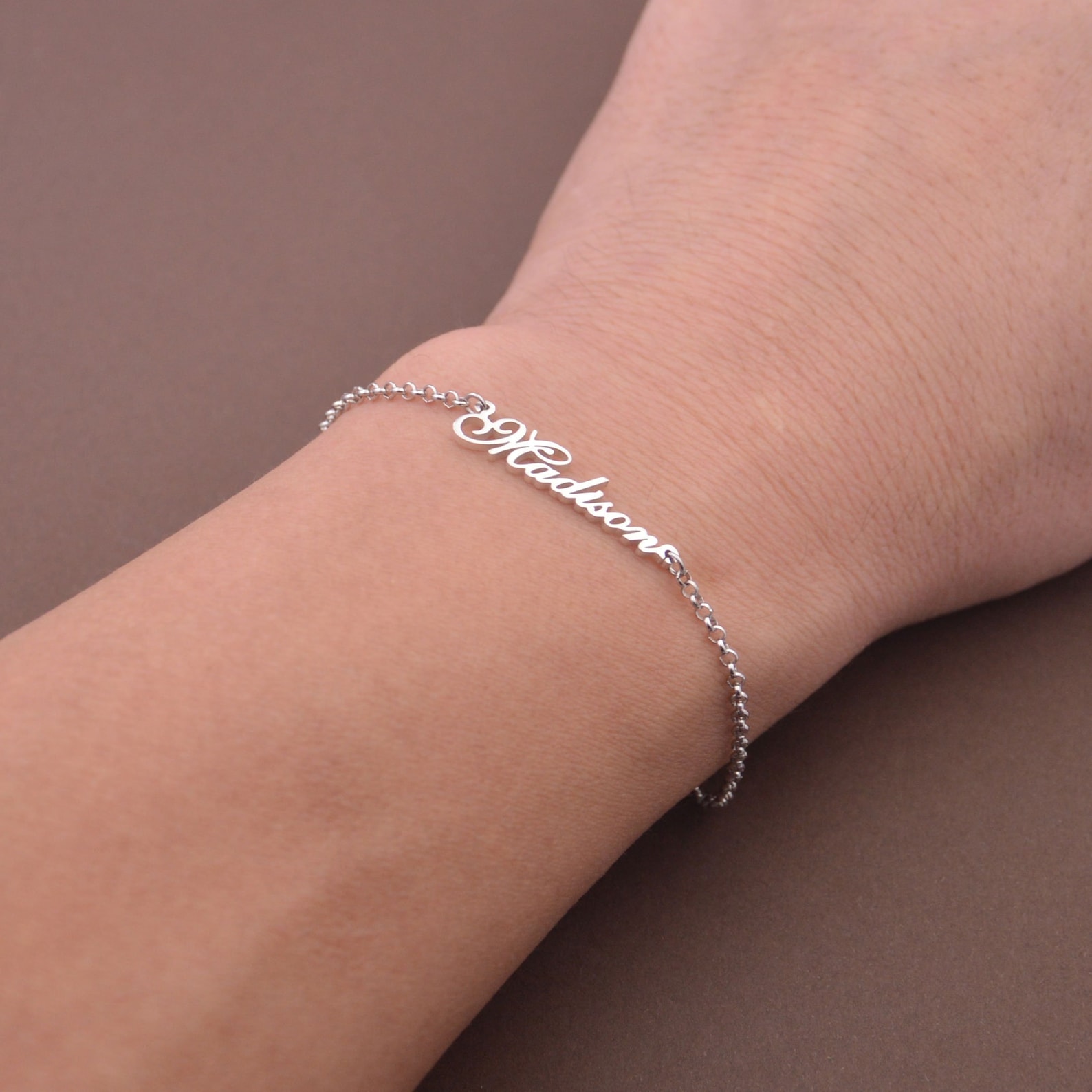 Silver Name Braceletnameplate Braceletwomen Name Etsy