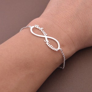 Infinity-naamarmband-zilveren Infinity-armband-gepersonaliseerd cadeau voor moeder-verjaardagscadeau