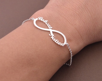 Infinity Name Bracelet-Silver Infinity Bracelet-Personalized Gift For Mom-Birthday Gift