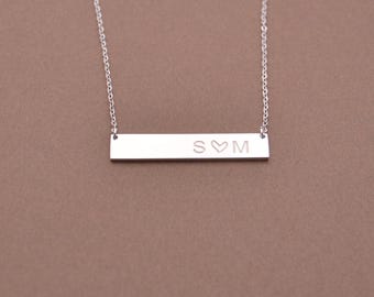 Engraved Bar Necklace, Personalized Name Jewelry, Mother's Day Gift
