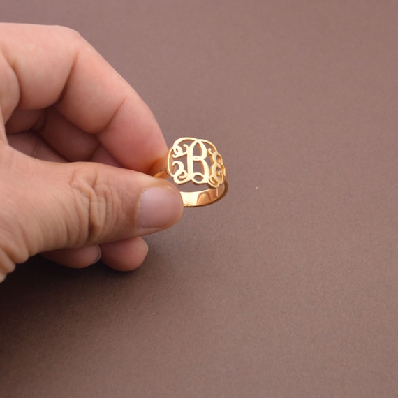 vrouwen Monogram ring-initialen ring-monogram sieraden-sterling zilveren monogran ring verguld goud-gepersonaliseerd cadeau voor mama Sieraden Ringen 