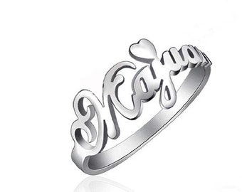 Bague prénom personnalisée, bague prénom en argent, cadeau pour femme - fête des mères