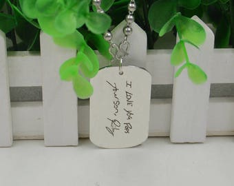 Handcrafted Handwriting necklace-gift for men-handwriting jewelry-Actual handwriting gift-sterling silver necklace