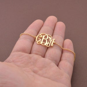 Silver Monogram bracelet-Sterling silver monogram jewelry-Handmade Christmas gift for Sister image 6