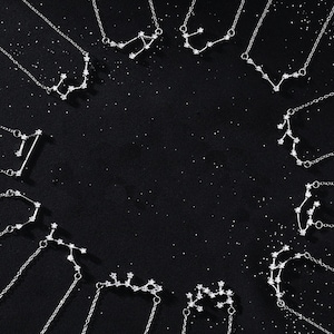 Constellation Necklace,Personalized Silver Zodiac Pendant, Astrology Sign Necklace, Zodiac Sign Necklace, Custom Zodiac Necklace,