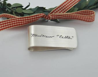 Personalized Money Clip-handwriting jewelry-Sterling Silver Money Clip-Anniversary Gift-Christmas Gift-Gift for Him