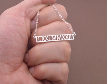 Custom Roman Numerals Necklace-Dainty Date Necklace-Friendship Necklace-Anniversary Gift