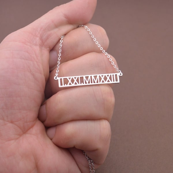 Custom Roman Numerals Necklace-Dainty Date Necklace-Friendship Necklace-Anniversary Gift