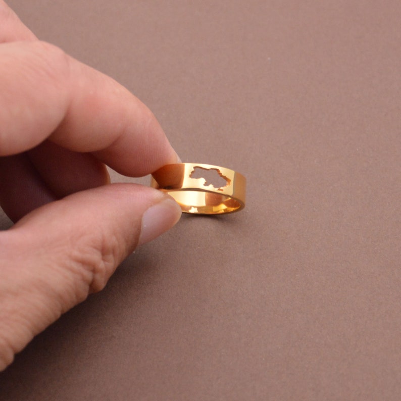 Custom Ukraine Ring,Silver Ukraine Ring Plated 18K Gold,Ukraine Map Ring,Personalized Gift For Best Friend image 4