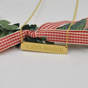 18K Gold ROMAN NUMERAL necklace-Personalized Birthday gifts for women-Anniversary Gift