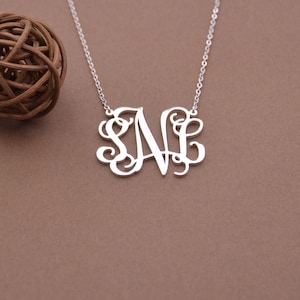 Monogram Necklace,Personalized Initial Necklace,1.25 inch, Dainty Monogrammed Necklace,Bridesmaids Gifts,Wedding Gift