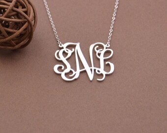Monogram Initial Necklace, Personalized Chrsitmas Gift, Bridesmaid Necklace