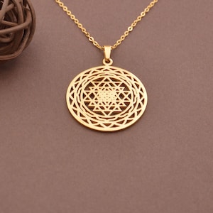 Gold Sri Yantra Pendant,Meditation Necklace,Spiritual Necklace,Talisman Pendant,Sacred Geometry Necklace,Gift For Her