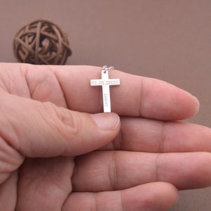 Personalized Cross Necklace With Name,Date-Custom Religious Necklace-Engrave Cross Necklace
