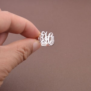 Sterling Silver Monogram Ring-Customized Monogrammed ring-Mother&#39;s day gift