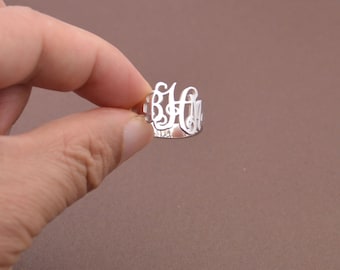 Sterling Silver Monogram Ring-Customized Monogrammed ring-Mother's day gift