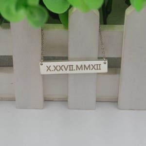 Roman numeral necklace,Personalized bar necklace,Personalized anniversary gift for women