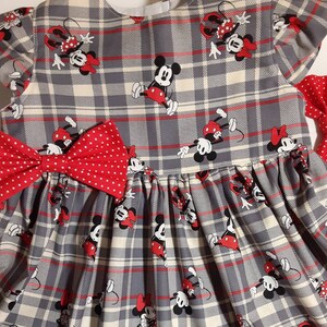 Mickey Minnie Mouse Dress Minnie Plaid Dress 1st Birthday Party Mickey Dress Valentine&#39;s Girl Gift 3 mo. to 6yr Sleeveless or Flutter Sleeve
