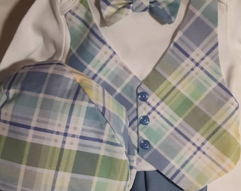 Baby Blue Plaid Suit Baptism Sibling Brother SisterTWINSMatching Dress avail. Long or Short Sleeve Newb to24mo Suit Hat orVEST & BowTie USA