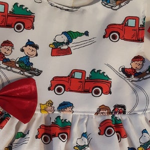 Christmas Snoopy Dress Charlie Brown Dress Holiday Party Dress Girl Gift 6mo to 6yrFlutter or Sleeveless Handmade USA BabyCuteBaby.etsy.com