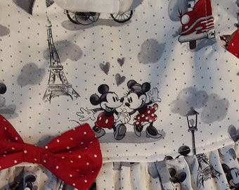 Valentine Minnie Mickey Mouse Toddler Dress Minnie Baby Girl 3mo to6yr Birthday Dress Birthday Valentines Day Baby Gift Sleeveless orFlutter