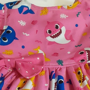 Baby Shark Dress Pink Baby Shark Birthday Party Dress Vacation Dress Girls Gift Flutter or Sleeveless 3mo.To7yr madeby BabyCuteBaby.Etsy.com