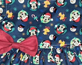 Christmas Mickey Minnie Donald Goofy Dress Mickey & Minnie Mouse Dress Donald Goofy Dress Holiday Party Dress 3moto8yr Sleeveless or Flutter