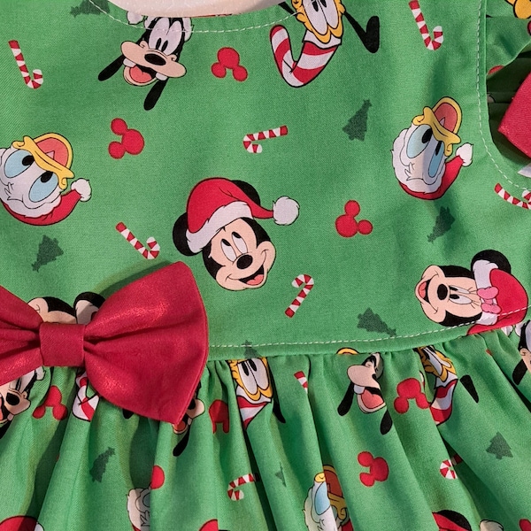 Christmas Mickey & Minnie Mouse Dress Mickey Minnie Dress Mickey Minnie Mouse Party Dress photos w Santa Dress 3mo to8yr FlutterorSleeveless