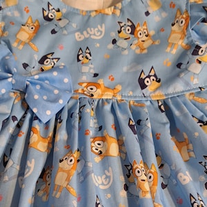 BLUEY Dress Bluey & Bingo Dress  Bingo Bluey Birthday Party Dress 1st Birthday Girl Gift Bluey Dress Sleeveless or Flutter Sleeve 3mo to 3yr