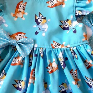 BLUEY Dress Bluey & Bingo Family Bingo  Bluey Birthday Party Dress 1st Birthday Bluey Dress Sleeveless or FlutterSleeve 3mo to 7yr.