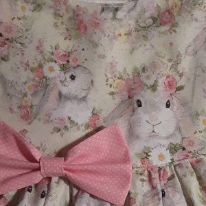 Easter Dress Easter Bunny Dress Precious Pink & Cream Bunny Dress 1st Birthday Party Dress Spring Dress Flutter or Sleeveless BabyCuteBaby