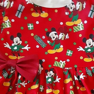 Mickey Mouse Christmas Dress Christmas MICKEY MOUSE Dress Red Mickey Dress Flutter orSleeveless 3mo.to6yr. Handmade By BabyCuteBaby.etsy.com