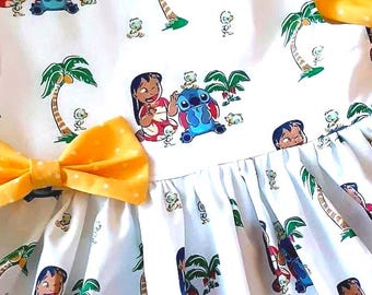 LILO and STITCH Dress Birthday Party Dress Disney Vacation Dress Girls Gift Flutter or Sleeveless  3mo to 6yr.Made by BabyCuteBaby. Etsy.com