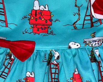 CHRISTMAS Snoopy Dress SNOOPY Christmas Holiday Dress Christmas Party Dress Sleeveless or Flutter Sleeve 3mo.to3yr. Handmade by BabyCuteBaby