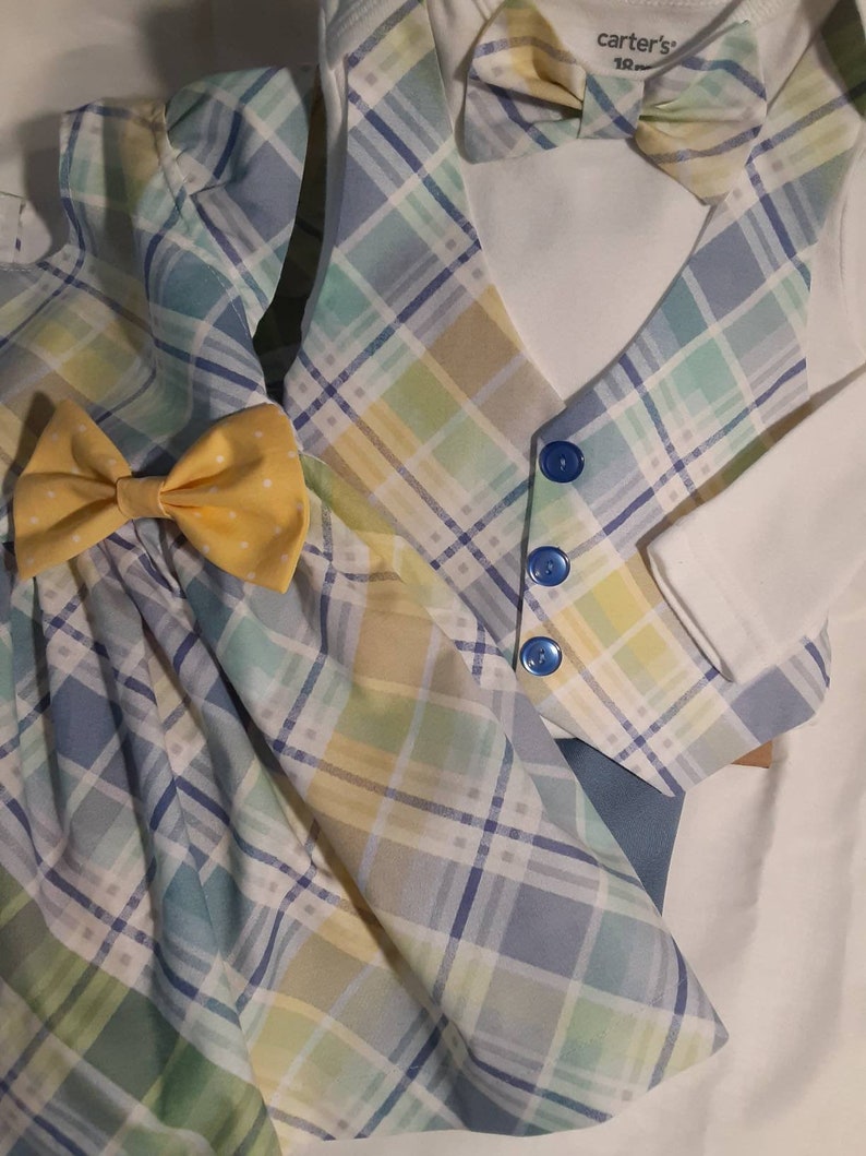 Baby Blue Plaid Suit Baptism Sibling Brother Etsy