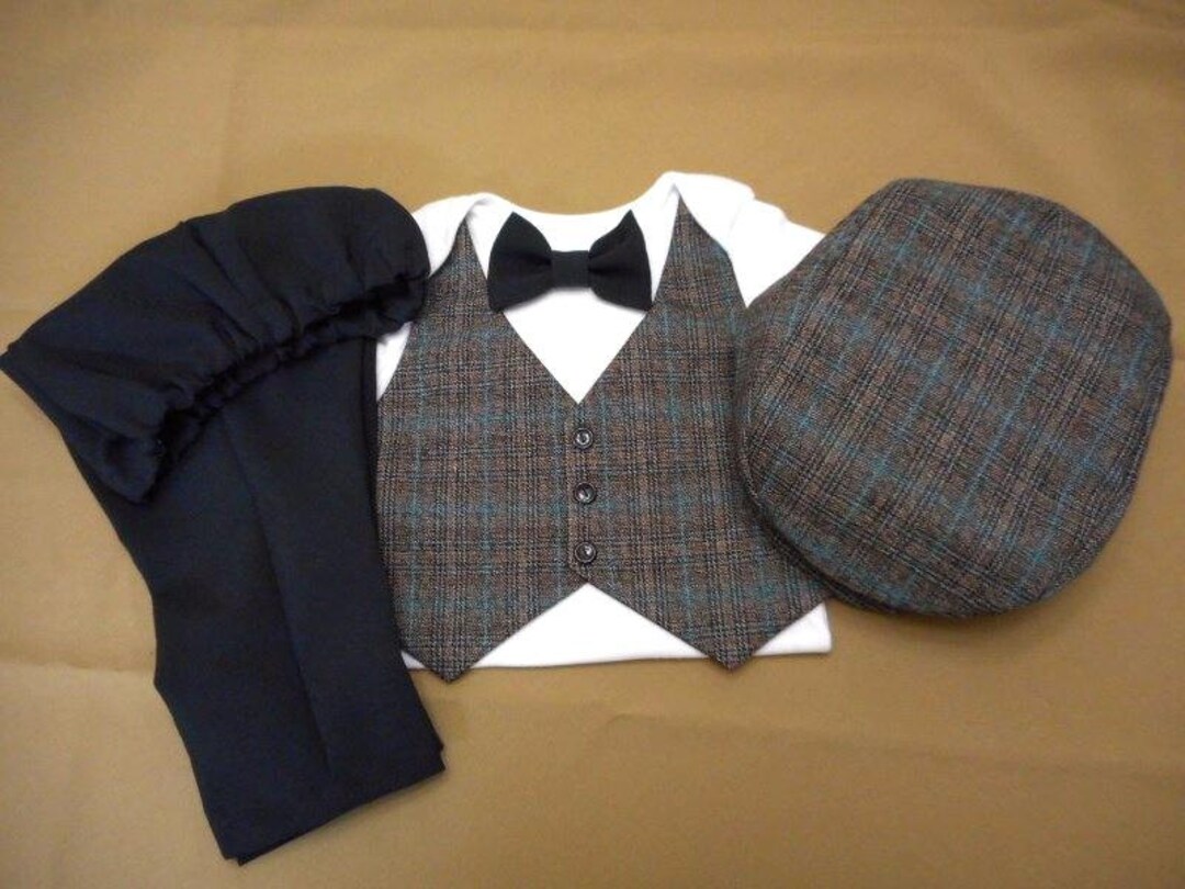 Baby Boy Suit Vest Bow Tie Black Pants AND Hat With Etsy