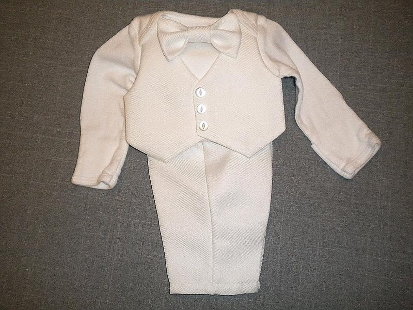 Christening Outfit Baby Boy Baptism Suit Ribbed White Fabric - Etsy