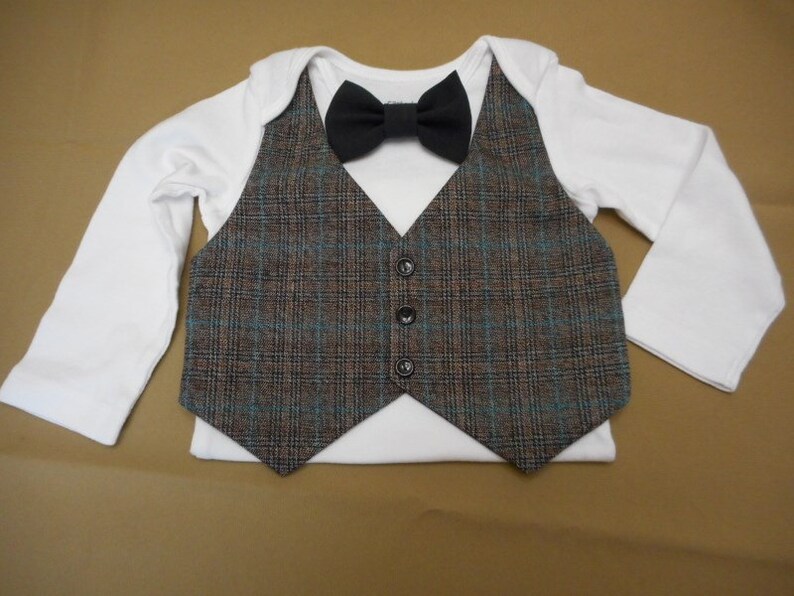 Baby Boy Suit Vest Bow Tie Black Pants AND Hat With Etsy