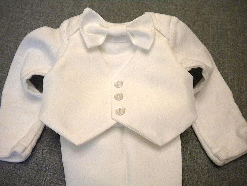 Baby Boy Christening Baptism Outfit Suit White Satin Blessing Etsy