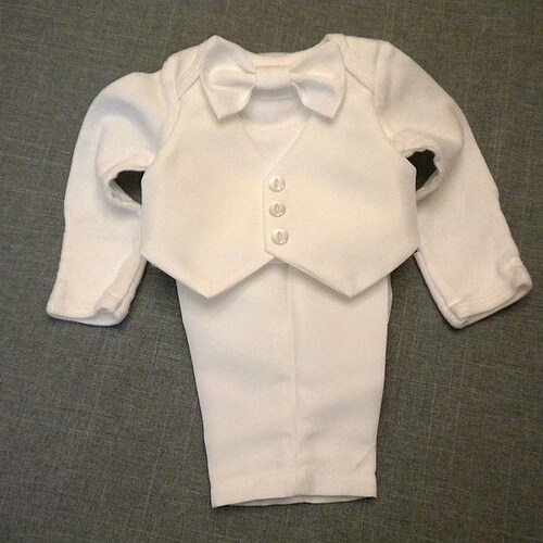 Baby Boy Christening Outfit Baptism Suit Vest Bow Tie Pants & - Etsy