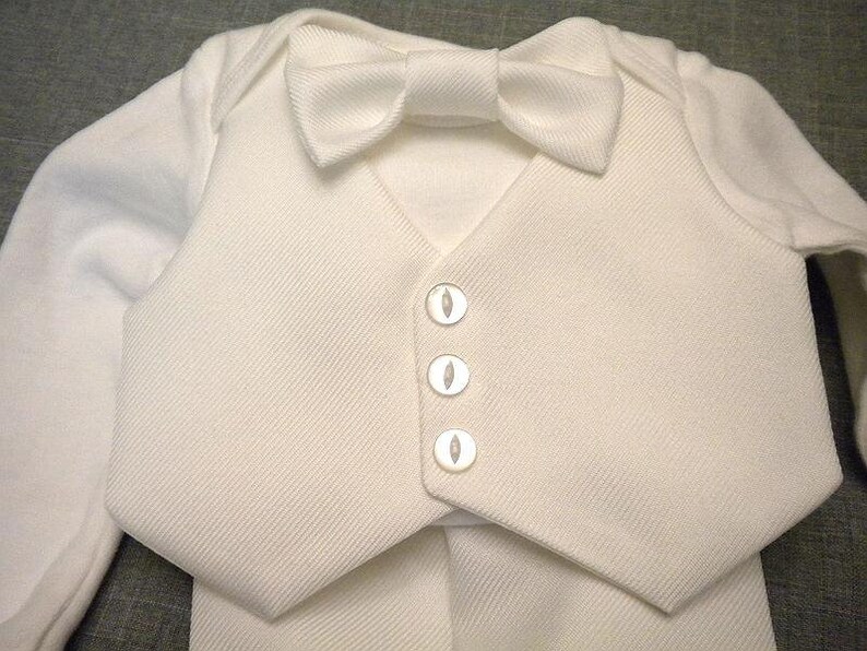 Baby Boy Christening Outfit Baptism Suit Vest Bow Tie Pants & Etsy