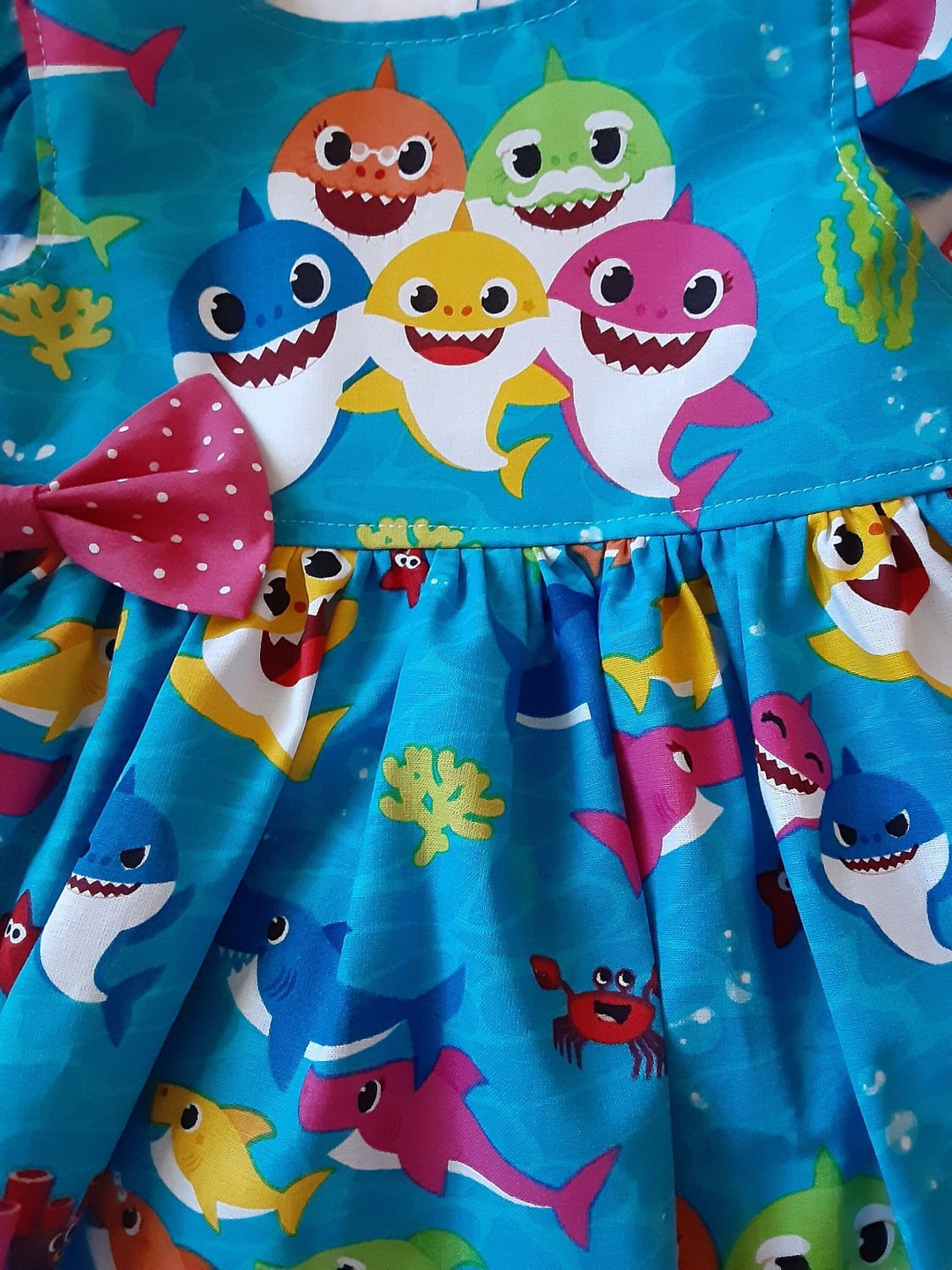 Baby Shark Dress Birthday Party Dress Vacation Dress Girls Gift Flutter