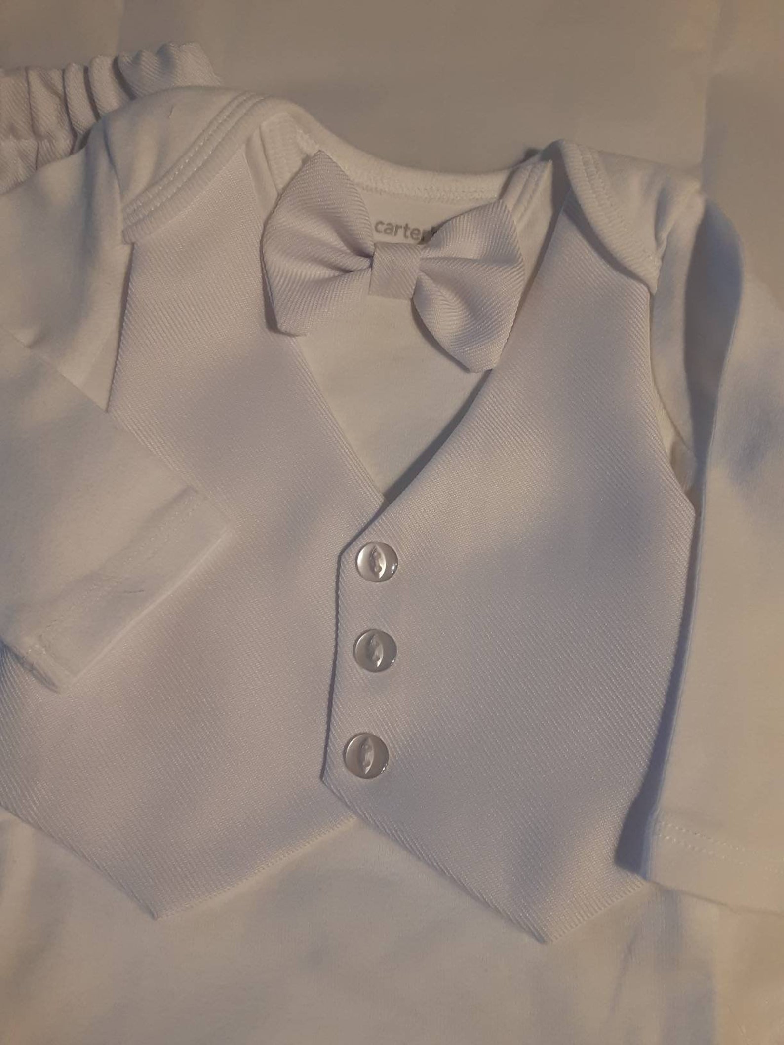 Christening Outfit Baby Boy Baptism Suit Ribbed White Fabric Etsy